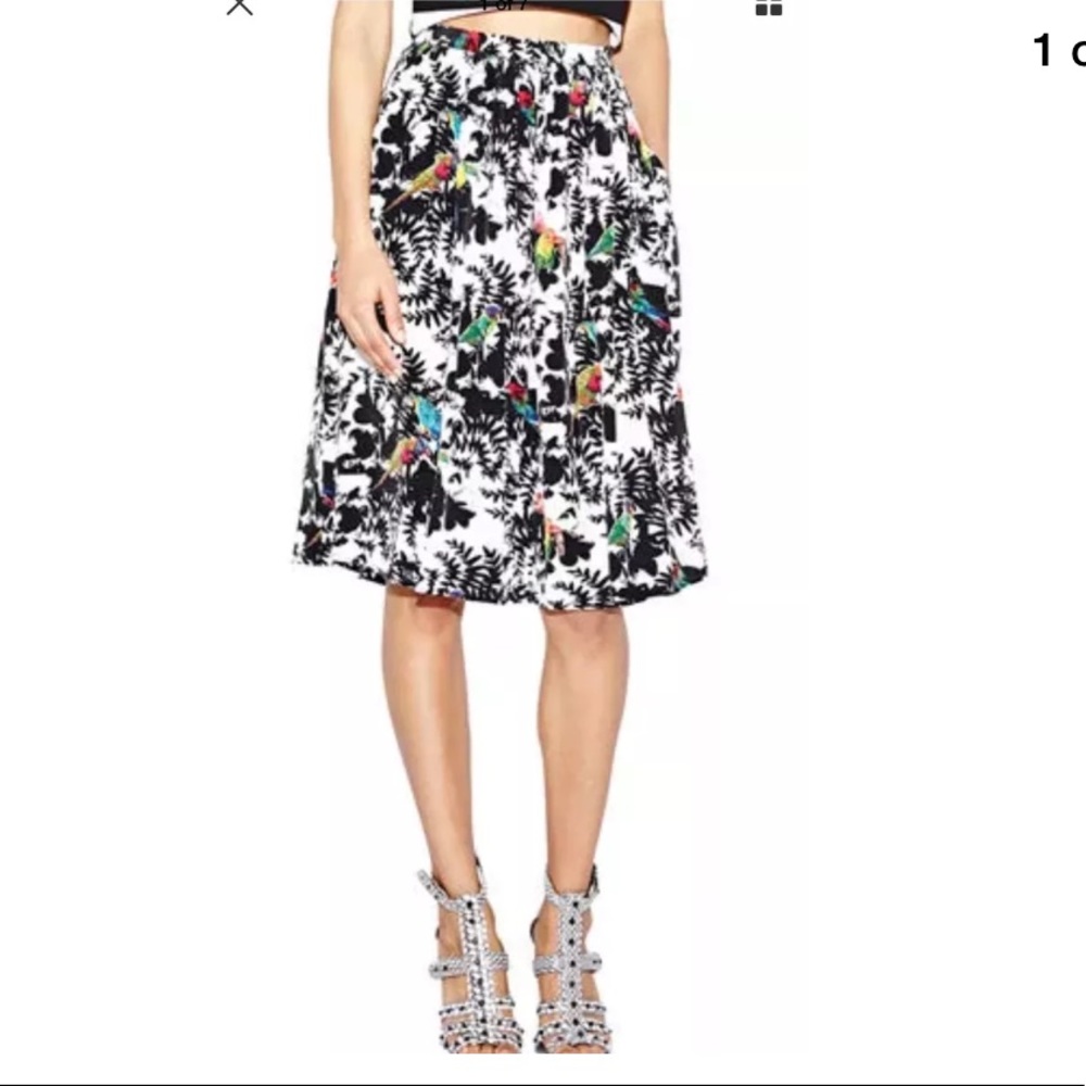 Nicole Miller Artelier silk bird skirt